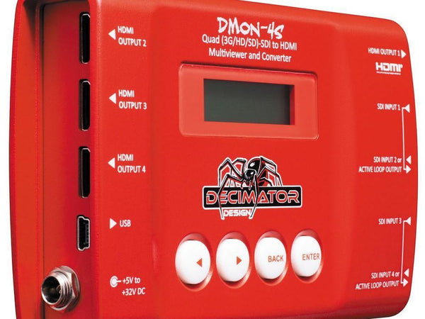 Mini convertor 4x 3G/HD/SD-SDI la HDMI Decimator DMON-4S